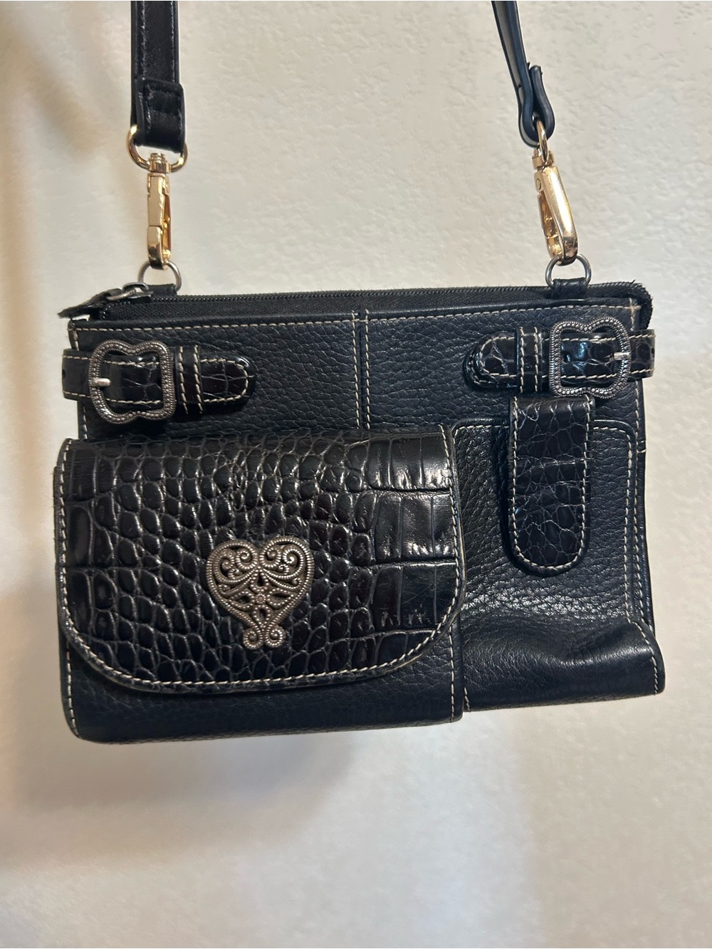 Vintage Brighton Leather Crossbody Organizer - Western Gothic / Y2K